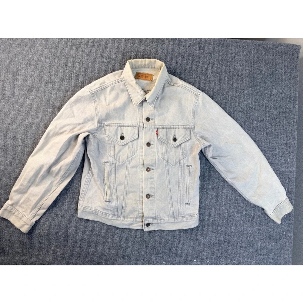 Vintage Levis 70506 0257 Denim Trucker Jacket 40 Grey Blue USA Made Workwear Men
